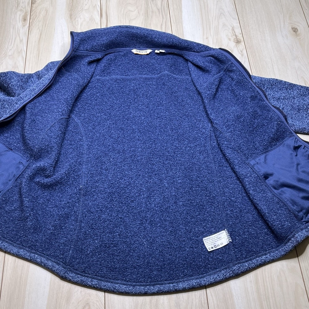 Orvis Full Zip Fleece Jacket Mock Neck Pockets Zippers Blue Mens Size Medium - Picture 8 of 15